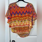 Peter Nygard Peter Nygård Women’s Butterfly Sleeve Layered Chiffon Bling Chevron Blouse Sz S Photo 4