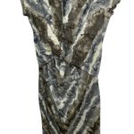 Knot Front Dress Abstract Print Casual Short Sleeve Dress Size S Gray Photo 1
