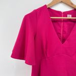 Amanda Uprichard  Hot Pink Mini Dress Large V-Neck‎ Flutter Sleeve Party Cocktail Photo 1