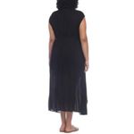 Raviya Swim Cover Up Dress Front Slit Maxi Cap Sleeve V Neck Crinkle Black M Size M Photo 1