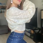 Free People Ivory Long Balloon Sleeve Blouse Top XS Photo 1