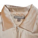 Kate & Mallory Beige Jacket Womens Medium Ruffle Sleeve Zip Up Collared Photo 3