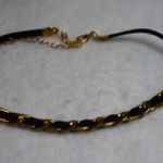 Source Unknown Gothic Renaissance Black Cord Gold Tone Metal Accent Choker Necklace Photo 0