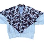 Vintage 90s KDBD White Black Floral Silk Zip Up Jacket Size M Photo 0