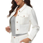 Frye Cropped Raw Hem Denim Jacket Women Size XL White Button Down NWT Photo 1