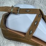 Minnetonka Merriam Suede Leather Fringe Sandals Tan Brown Low Wedge Women’s 9 Photo 1