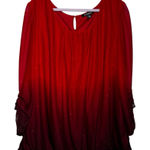 Roz & Ali EUC  Red and Black Ombré Glittery Evening Holiday Blouse - 2X Photo 0