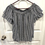 Sunday in Brooklyn  Boho‎ Off The Shoulder Ruffle Short Sleeve Chevron Blouse S Photo 1