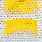 Goody Yellow Bright Vintage USA Wide Side Hair Comb Barrettes Set of 2 One Pair Photo 3