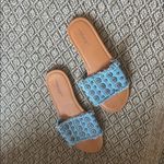 American Eagle Denim Floral Studded Flat Slides Size 7 Photo 4