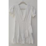 SheIn Women's Mini Dress She In White Cotton Puff Short Sleeve Size Medium Photo 1