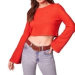 Band of Gypsies Band Of The Free Size Small Rust Orange Long Sleeve Flare Crop Top Boho Gypsy Photo 0