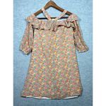 Madewell  Floral Off-Shoulder Silk Dress Ruffle Cross-Back‎ Straps Size 00 Floral Photo 5