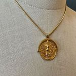 Gold Plated Brass Ancient Coin Medallion necklace Photo 2