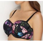 Panache Jolee Black Floral Bandeau Bikini Top UK/USA 38F Size XL Photo 4