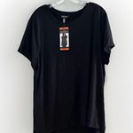 Ellen Tracy  Women's Short Sleeve Shirt XXL Black Soft Tunic‎ Hilo Hem Top Photo 5