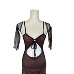 Romwe Y2K Sheer Mesh Overlay Mini Cut Out Babydoll Dress Bow Goth Vampy Prom Read Photo 13