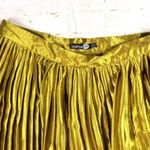 Boohoo Gold Metallic Accordion Pleated Midi Skirt Womens 8 US 40 EU Shiny Party Photo 1