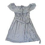 Anthropoogie Blue Gingham Off Shoulder Ruffle Midi Dress Belted Size Medium Photo 0