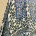 Sonoma Blue and white paisley  duster cardigan wrap western tassel boho bohemian Photo 4