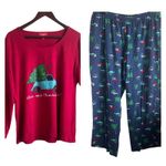 Christmas PJs Set Women 1X Red Long Sleeve Holiday Novelty Print Lounge Festive Size XL Photo 1