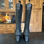 Clarks Knee High Boots Black Leather Riding Harness Heeled Boots Womens Size 7W Photo 6