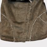Anthropologie MARRAKECH Moto Jacket Size Small Sherpa Lined Faux Suede Brown Photo 2
