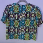 Forever 21 Vintage 90s Kaleidoscope Print Crop Top | Short Sleeve | Size S Yellow Photo 3