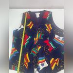 Talbots Vtg. Womens S Lightweight 100% Rayon Nautical Button Vest Colorful Print Photo 2