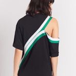 Current/Elliott Black The Silt Stripe Tee Crew Neck Cotton Shift Mini Dress Photo 3