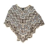 Mixit Crochet Brown & Cream Poncho Boho Knit Photo 1