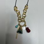 ZARA  Mixed Stone Metal Charm Necklace Adjustable Gold Chain Western Southwestern Photo 1