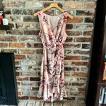 Eliza J  Pink Floral Ruffle Chiffon Midi Dress, 14 Photo 1
