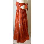 Free People  Strapless Midi Dress XS Orange Florals Photo 6