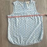 Michael Kors Blue White Geometric Zip Back Sleeveless Blouse Top Size Medium Photo 2