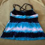 Tropical Escape Blue black and white striped tankini top Photo 1