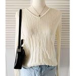 New York and Company Knitted White Long Sleeve Sweater Top Size XL Photo 0