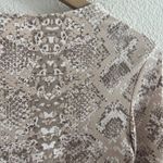 Leith  Stretchy Neutral Snakeskin Long Sleeve Bodysuit V Neck Medium Photo 4