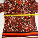 New York & Co. Orange Paisley Floral Stripe Tunic Blouse Exposed Zipper Med Photo 4