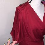 Amazon Angvns  dark red ruched open sleeves maxi dress Photo 3