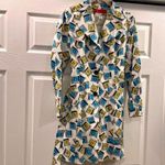 Anne Klein Mod Print Coat Geometric Retro Long Jacket Color Block Graphic S White Photo 0