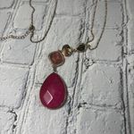 Lane Bryant  Magenta Gold Tone Teardrop Necklace Photo 1
