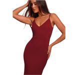 Lulus  - Infinite Glory Wine Red Maxi Dress Sz L Photo 3