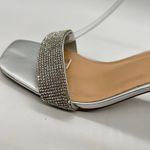 Womens Sandals 8W Wide Silver Rhinestones Open Toe Block Heel C Comfort Brand Size 8 Photo 4
