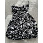 Speechless Strapless Tired Bubble Hem Mini Dress Black/White Paisley Print Sz 5 Photo 4
