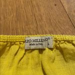 Terzo Millennio Italian Linen Top S/S Crochet Inserts Mustard Yellow LARGE Gold Photo 2