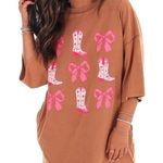 Peach Love California WASHED RIBBON & WESTERN BOOTS T-SHIRT DRESS NWOT Punch LOVE SIZE S Photo 1