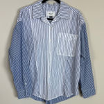 American Eagle Nautical Womens Blue Striped Collared Shirt Size Medium Photo 0