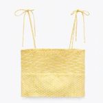 ZARA NWT  Yellow Dot Crop Top Sz S Photo 3