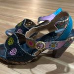 L'ATISTE Pink and Blue Floral Chunky Heeled Sandals Size 8 Photo 0
